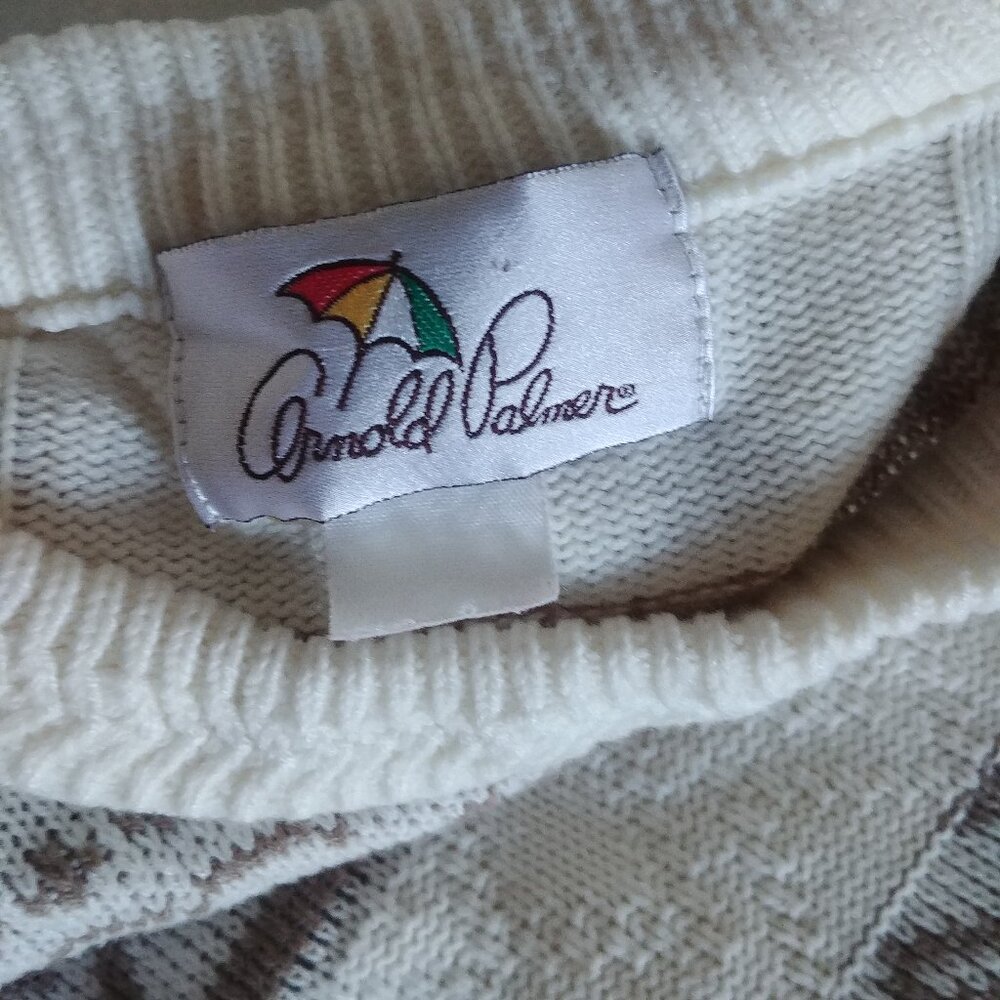 Vintage made in Canada Arnold Palmer cream brown sweater approx XL Men - Picture 12 of 16